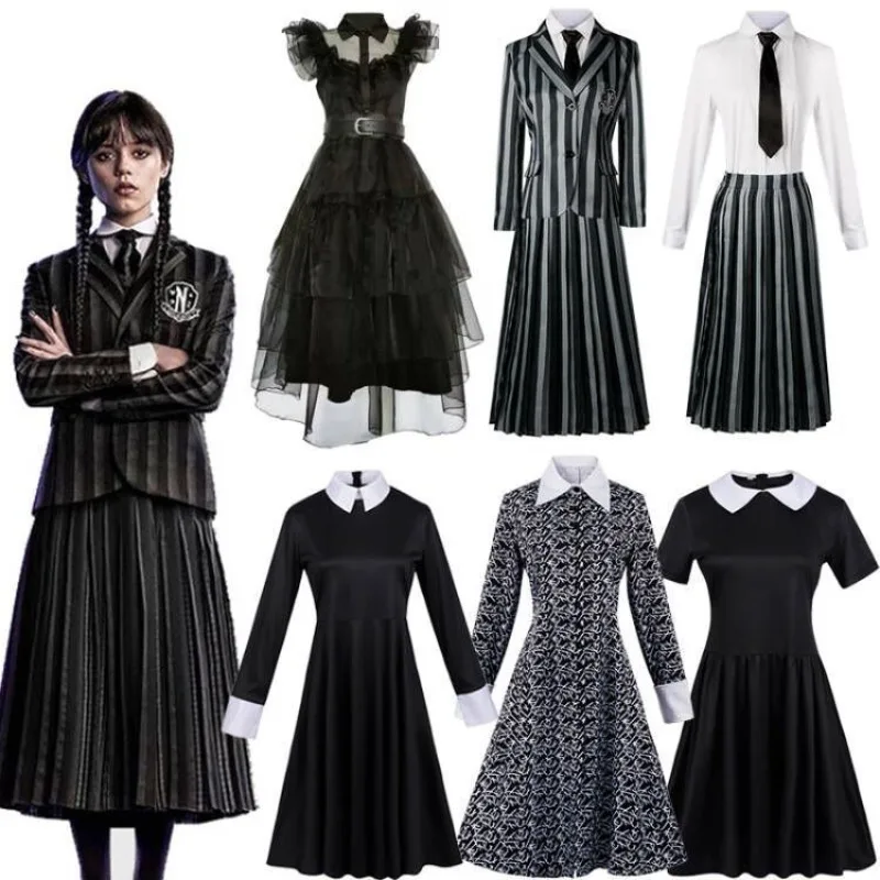 Wednesday Addams Rodzina Przebranie Na Karnawał Sukienka Czarna Gotycka Rodzina Kostium Imprezowy Dziewczyna Dziecko Film Dla Dorosłych W Ciągu Przebr