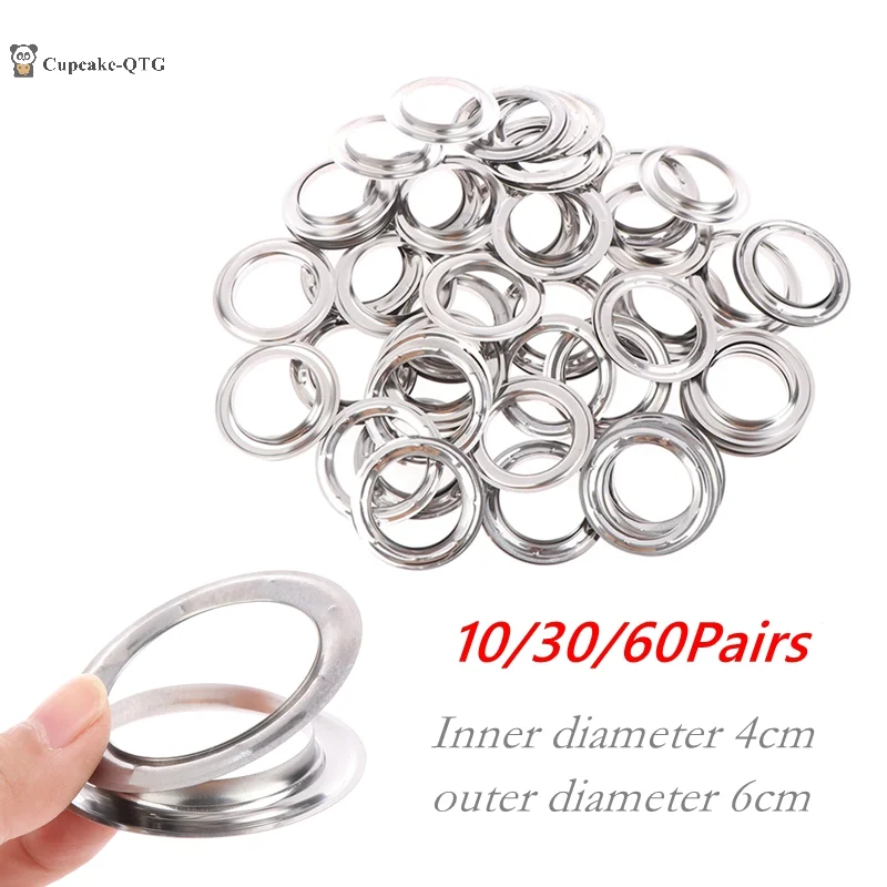 10/30/60Pairs 4cm Round Hole Silver Metal Rings For Curtain Grommet Top Room Decor Hanging Curtain Metal Eyelets Accessories curtain grommets