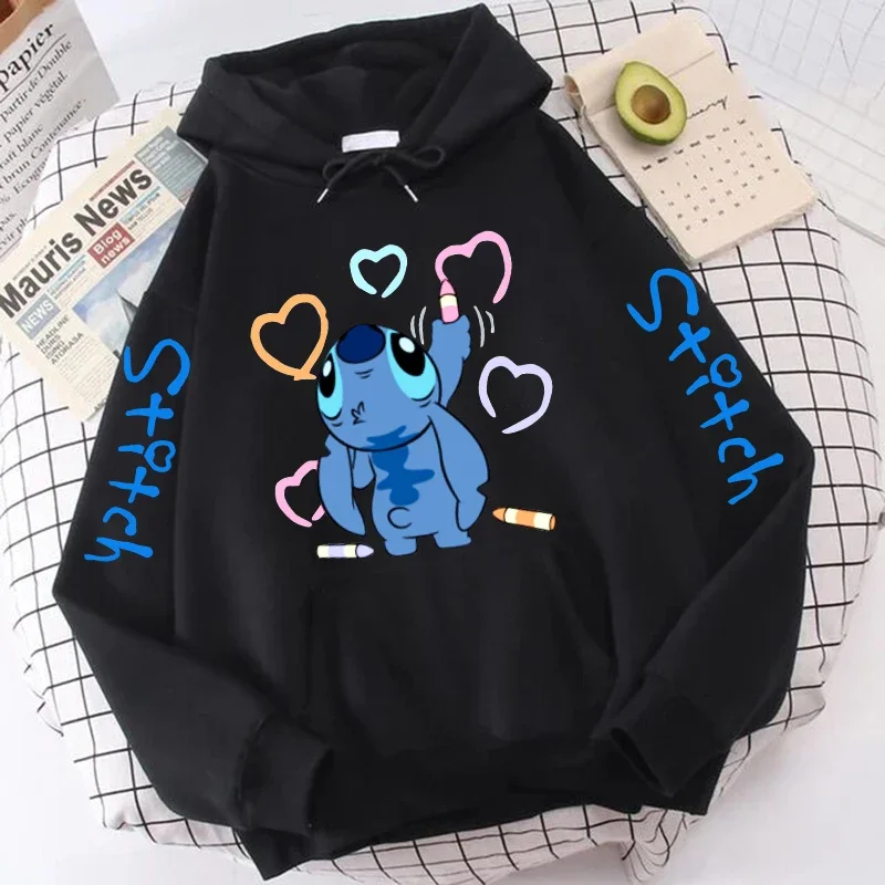 Sudaderas con capucha de Lilo Stitch de Disney para hombre y mujer, sudadera Harajuku de Anime, ropa de calle gótica Y2k de dibujos animados, Sudadera con capucha de Manga de los años 2000 para mujer