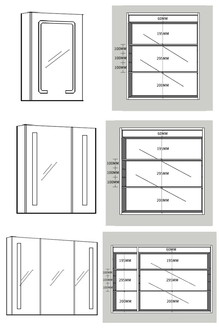 Modern Bathroom Cabinet Mirror Aluminum Light Up Mirror Make Up LED Bathroom Vanities