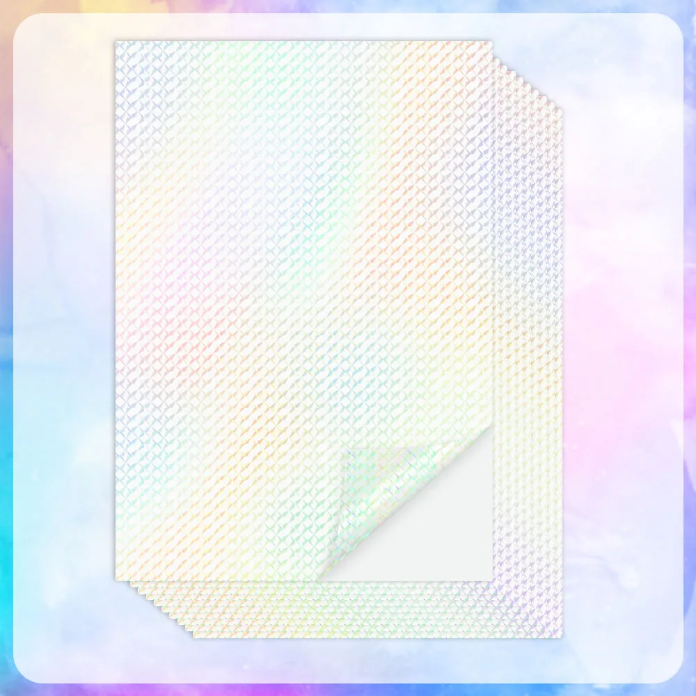 

10 Sheets Cold Lamination Film Hologram Sheets Transparent Hot Stamp on Photo Paper Card DIY by Laminator Machine Film Sticker