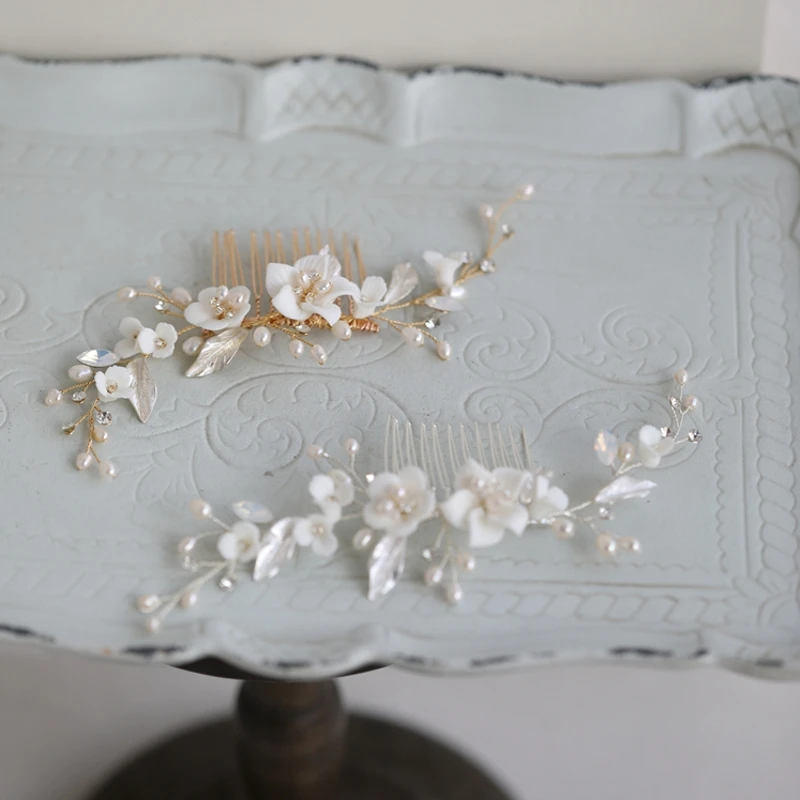 Freshwater Pearls Bridal Hair Comb Women Piece Gold Silver Color Floral Wedding Jewelry Girls Headpiece