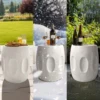 Outdoor Side Table, 18.9" Cement Outdoor End Tables for Patio, Garden Accent Table, Modern Small Round Side Table for Outside 4