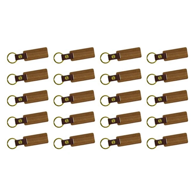 20PCS Wood Blank Keychains, Leather Wood Keychain Blanks