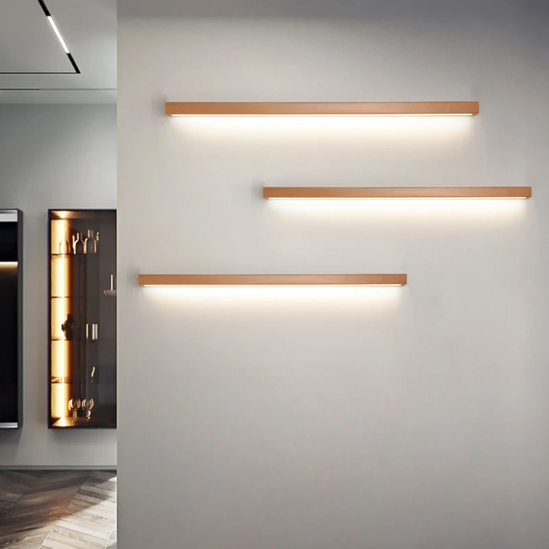 Black Walnut Wood Wall Light LED hanging lamp Beech wood Linear Wall Lamp Kitchen Walkway Sconce Lighting Ceiling lamp 3