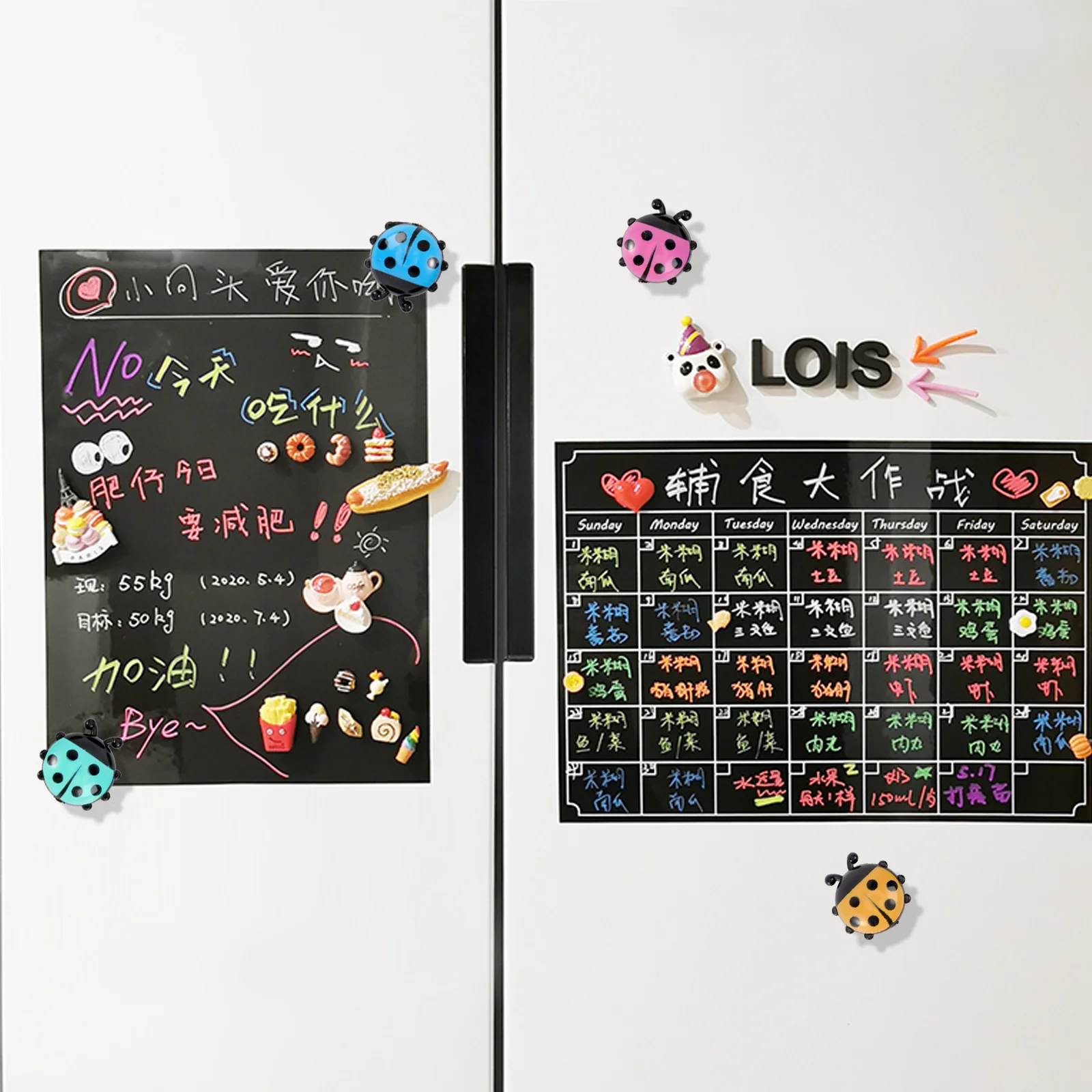 12 Pcs Fridge Calendar Magnet Ladybug Refrigerator Decals Clings Christmas Animal Decor Stickers Office