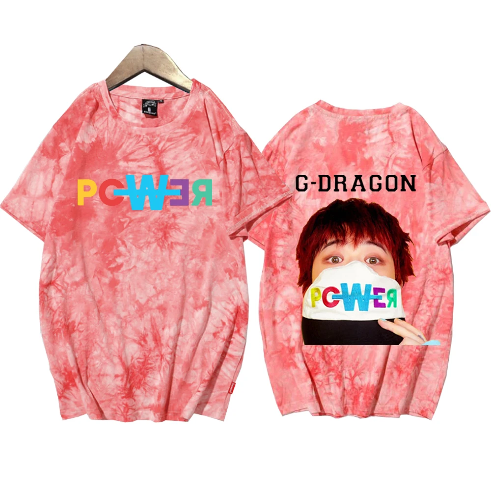 G Dragon POWER Tie Dye Shirts Unisex Round Neck Short Sleeve Tee