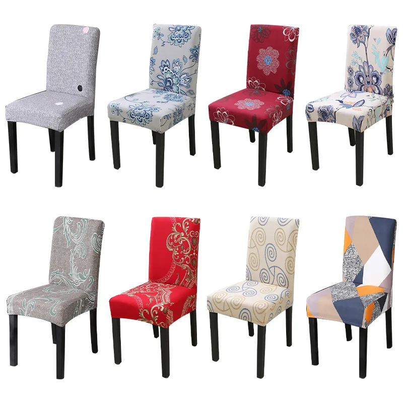 Spandex Kursi Dicetak Ruang Makan Stretch Kursi Cover Kursi Case
