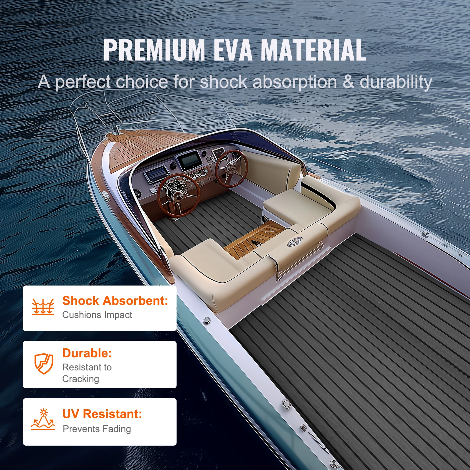 SucceBuy Boat FlooringEVA Foam Boat Decking 94.5x17.7 inch Non-Slip Self-Adhesive Flooring for Boats Yacht Pontoon Kayak Decking