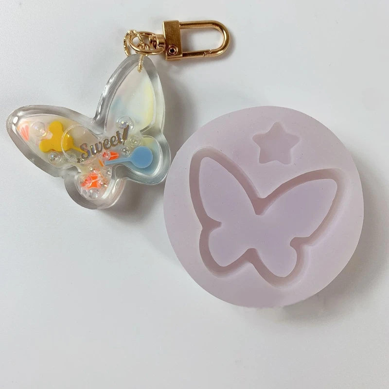 Silicone Quicksand Mold Butterfly Love Heart Shape Epoxy Resin Casting for Handmade DIY Jewelry Necklace Ring Pendant