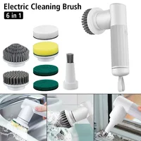 Bathroom Wash Brush USB Type Bathtub Brush Handheld Kitchen Cleaning Tool 6-in-1 Electric Cleaning Brush Cleaner Sink 1