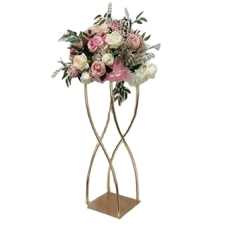 5/10 PC vases Arany virágos állvány Fém közúti Áthajt 35 hüvelyk esküvői Plató Asztaldísz virágok Poggyásztartó számára Előreesés Félfogadás haza decoratie