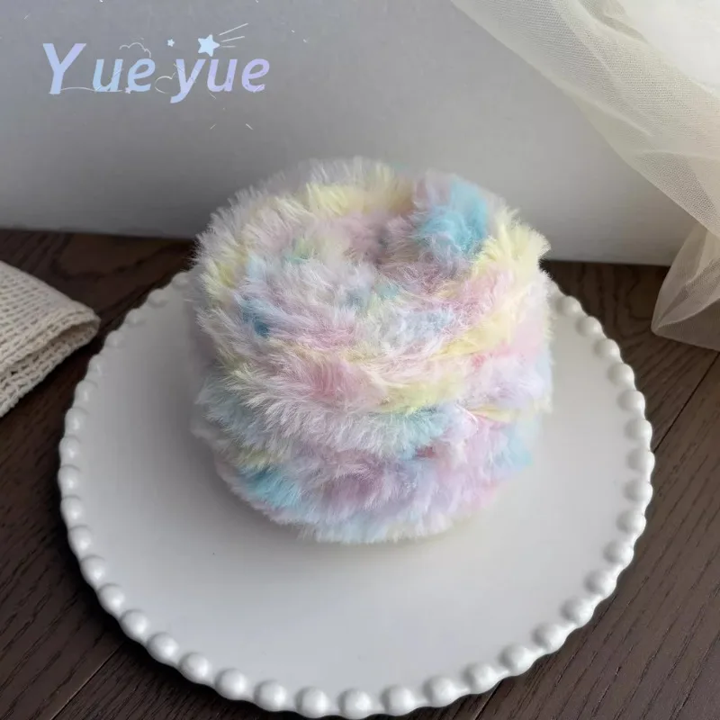 Personality Faux Fur Yarn Mink Wool Yarn Cashmere for Hand Knitting Crochet Sweater Thread Clothes Scarf Fluffy Mink Yarn Warm 4