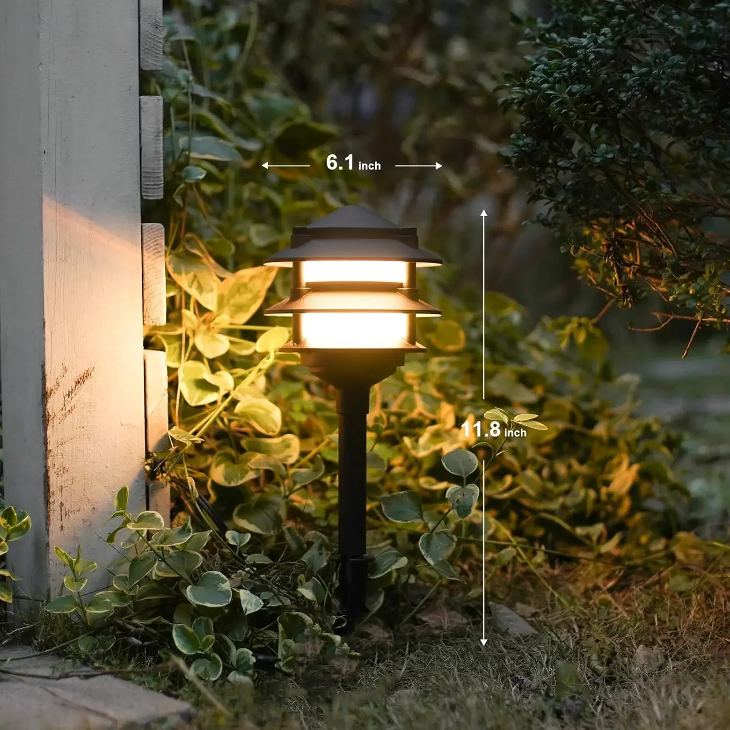 Lighting 4PK Pathway Lights Low Voltage 2.2 Watt LED 12V AC Landscape Lights 30 Lumen Warm White with Cable Connectors Metal Sta 6