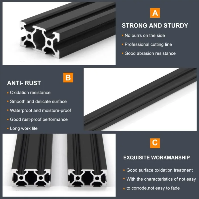 2020 T-slot Profilo Alluminio 2020 Estrusione T-Slot 400mm Argento - Per Stampanti 3D, CNC, Fai-da-te Guida Alluminio