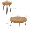 Farmhouse Round Coffee Table Set of 2,Cocktail Table Set,Modern Circle Natural Wood Finsh Side and End Table Sets Planar,Natural 6