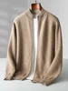 High-end Men Cashmere Sweater Zipper Cardigan Autumn Winter 100% Merino Wool Knitwear Thick Mock Neck Double Sided Wearable Coat 2