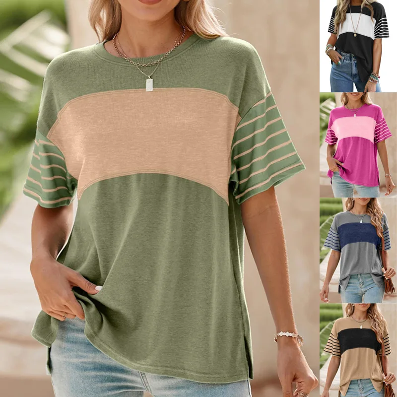 Women Summer Striped Loose Fit Tshirts