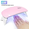 1PC 6W Mini Nail Dryer Machine Portable 6 LED UV Manicure Lamp Home Use Nail Lamp For Drying Polish Varnish With USB Cable 1