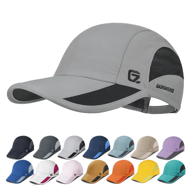 GADIEMKENSD Summer For Men Sports Running Sweat Baseball Cap Male Golf Quick Dry Women Solid Snapback Mesh Hat Visor Hat