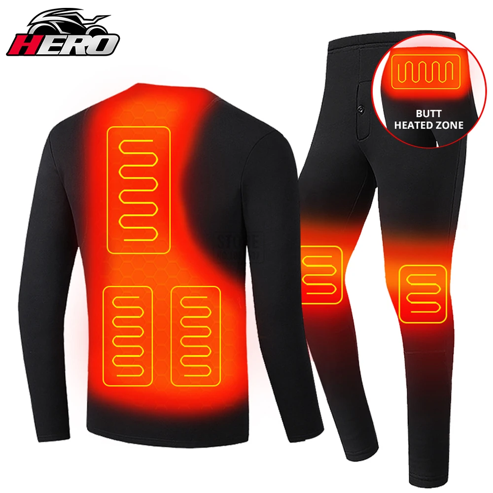 Winter Thermal Heated Jacket Men Women Vest Heated Underwear Ski Suit USB Electric Heating Clothing Fleece Thermal Long Johns