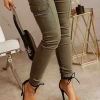 New Spring Autumn Slim Casual Cotton Green Khaki Woman Pant Pencil Fashion Workwear Pants Women Cargo Trousers Women 26211 - Image 4