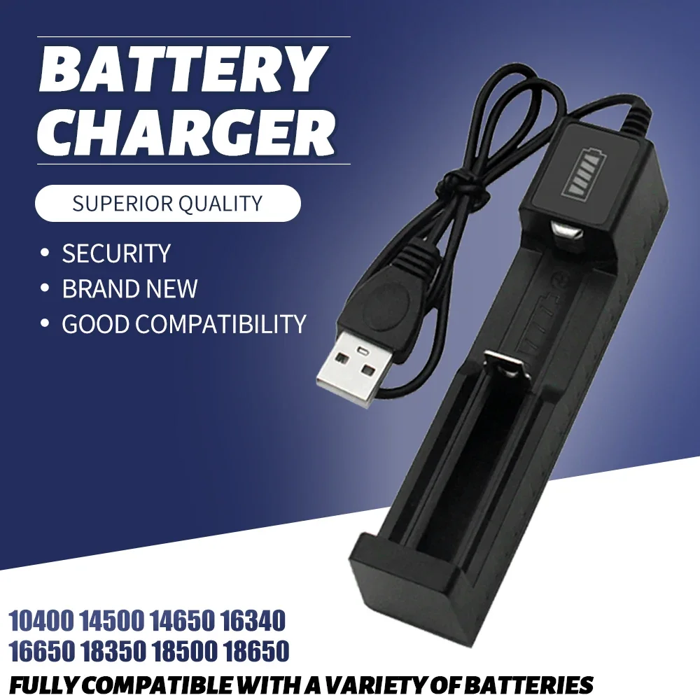 Battery Charger 1 Slot 18650 USB Battery Charger Universal Smart Quick Charging for Rechargeable Lithium Batterie Charge 14500 16650 14650 18500