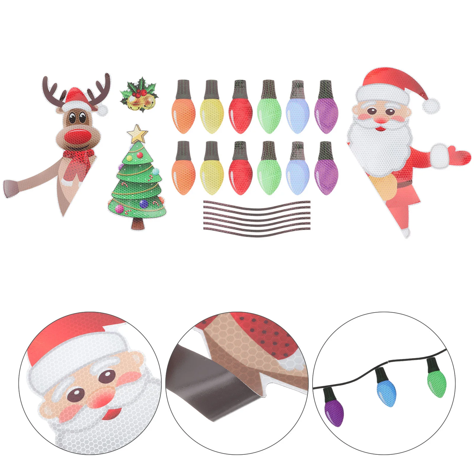 

Vehicle Decorative Sticker Magnetic Car Stickers Christmas Refrigerator Magnets Light for Xmas Themed Ornament Reflective Decal