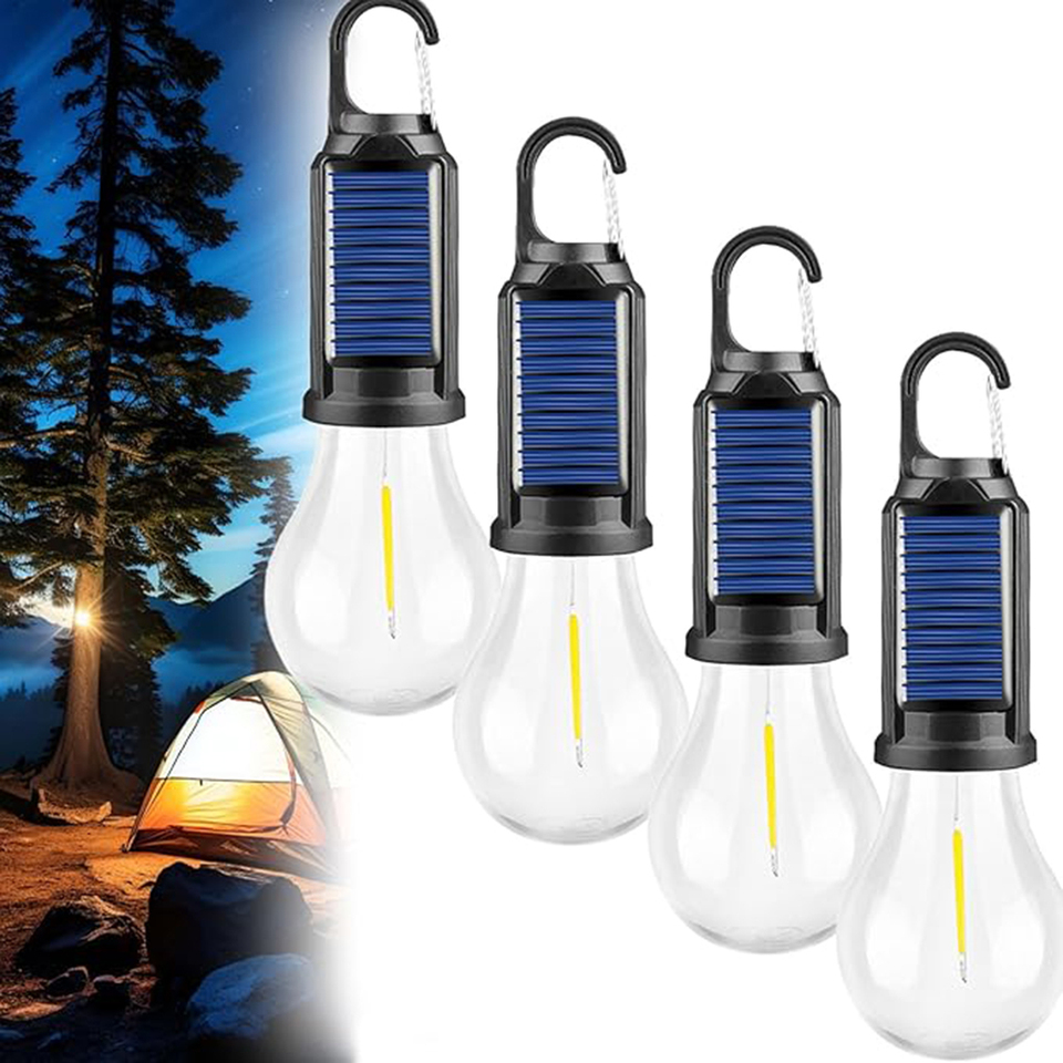 2/4 Pack LED Camping Lanterns USB Rechargeable Outdoor Tent Lights Essential Hanging Light Bulbs with Clip Hook for Camping