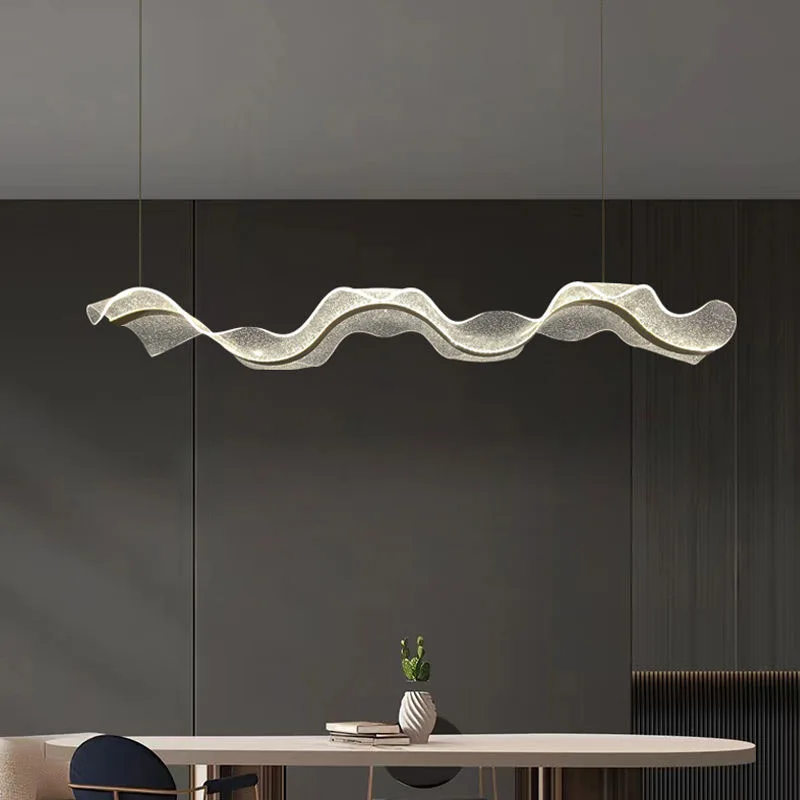 

Acrylic LED Chandelier Lighting Modern Dining Room Kitchen Island Long Hanging Lamp Bar Lobby Art Deco Ceiling Pendant Lamp