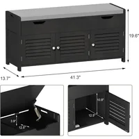 41.3" Shoe Storage Bench with Lift Top Storage, Entryway Bench with Cushioned Seat, Adjustable Shelf, Shoe Cabinet 2