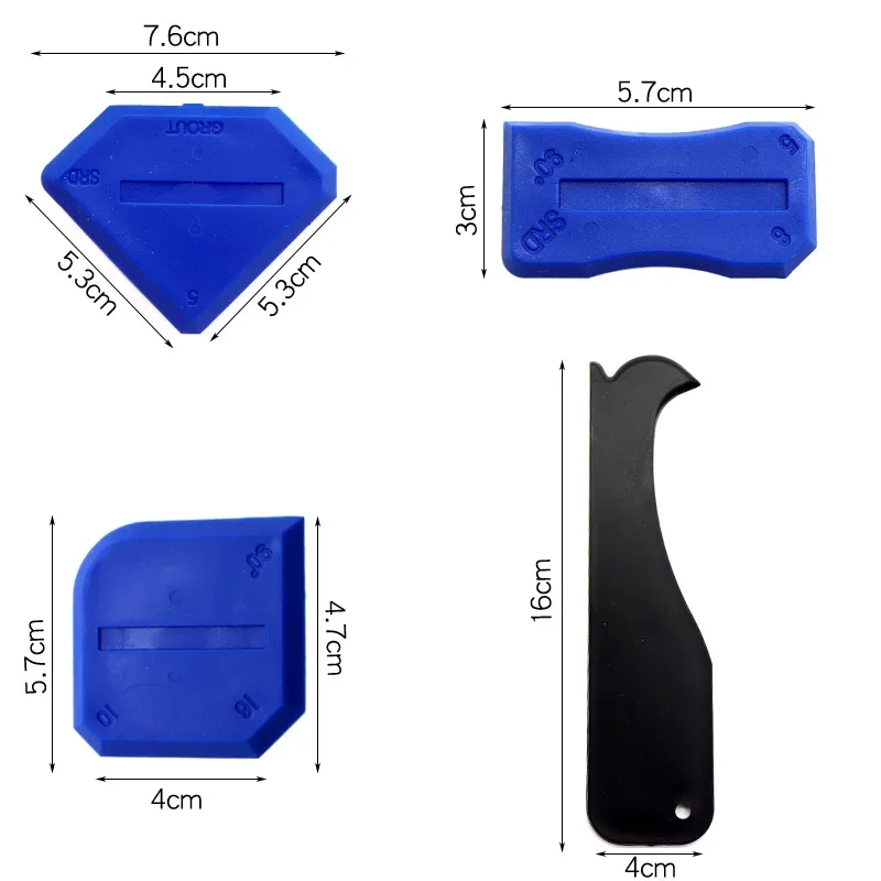 Description Picture 5 of item5 In 1 Silicone Remover Sealant Smooth Scraper Caulk Finisher Grout Kit Tools Floor Mould Removal Hand Tools Set Accessories