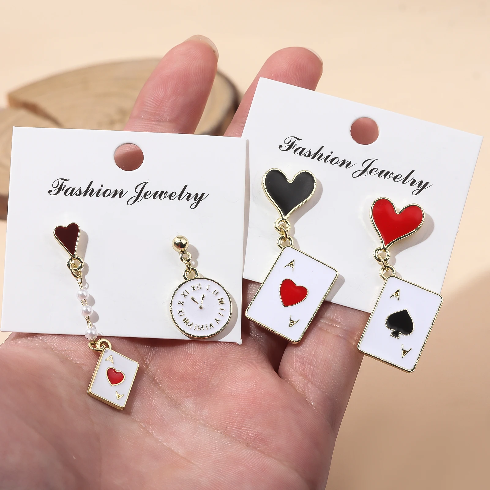 thumbnail image 2 of Queen Of Heart Earring Unique And Fun Asymmetric 2 of 13