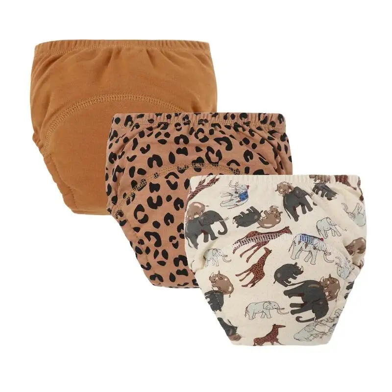 3 pz/lotto pantaloni per pannolini per bambini in cotone pantaloni da allenamento per bambini cartoni animati stampati pannolini riutilizzabili biancheria intima per neonato traspirante - immagine 4
