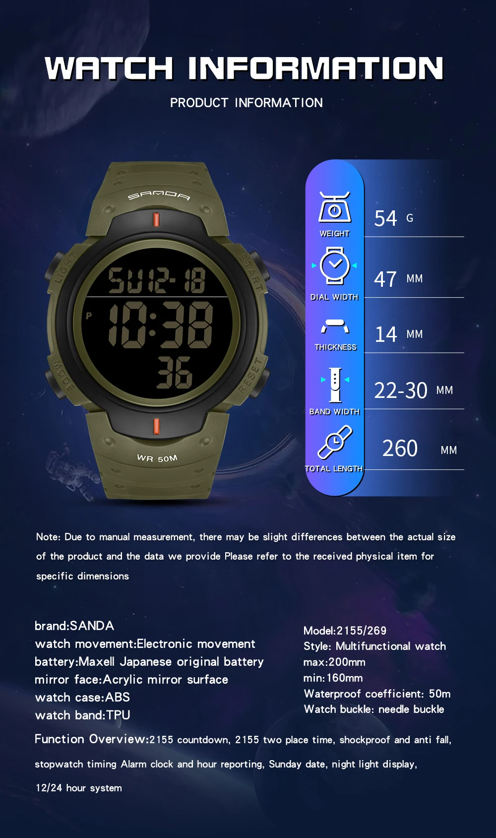 SANDA Brand Sport Watch for Man Waterproof Shockproof Digital Watches Luxury Outdoor Men's Wristwatch Original Clock 2023