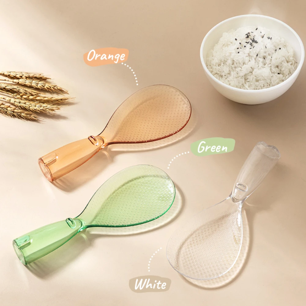 Cute Rice Spoon Standing Plastic Rice Cooking Scoop Non-stick Spoon Transparent Cooking Tools for Kitchen