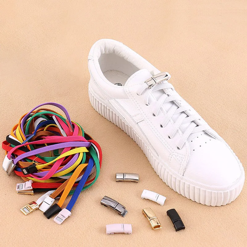 

1Pair Elastic Metal Magnetic Locking Creative Quick No Tie Shoe Laces Flat Type Laces Shoe for Kids and Adult Sneakers Shoel