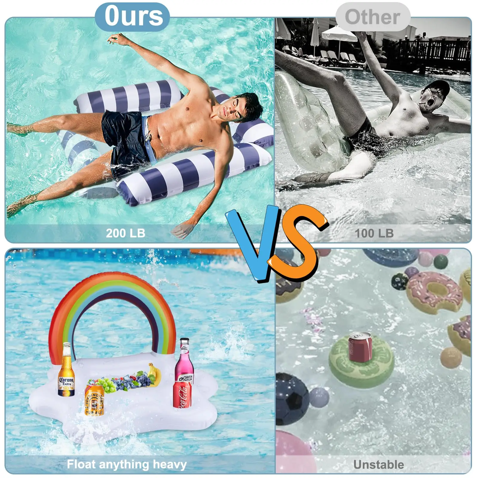 Pool Float Adult,2Pack Inflatable Pool & 1Drink Float,Pool Float Adult Heavy Duty,Water Hammock Lounge,Swim Pool Toy Party Float 5