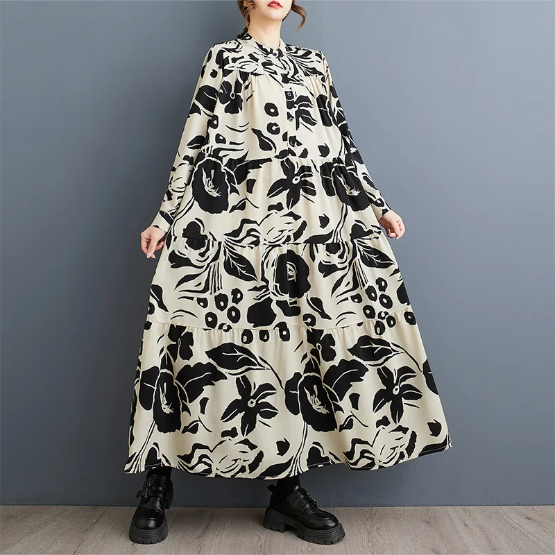 فستان ربيعي جديد مقاس كبير للنساء 2025 رداء برقبة...