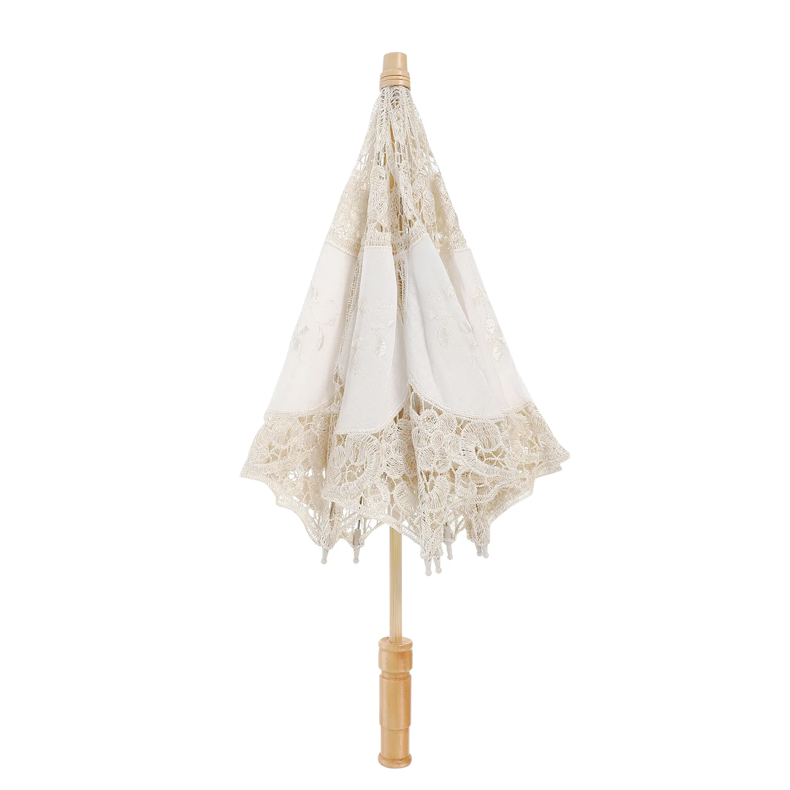Ombrellino Da Sposa In Pizzo E Legno - Parasole Per Matrimoni, Fotografia E Feste A Tema - 2