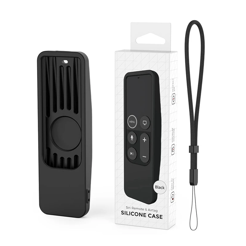 Per Il 2017 Apple Tv Hd/4K Siri Remote Tv Siri Remote 1St Gen Case Con Custodia In Silicone Antiscivolo Per Supporto Airtag