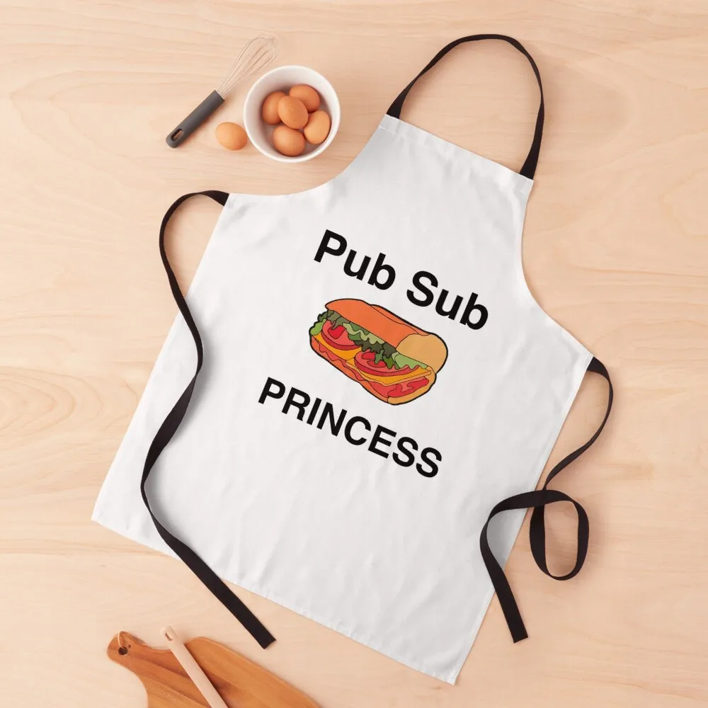

Pub Sub Princess, Publix Sub Princess Black text Apron For Man Haircut Home Cleaning House Things For Home And Kitchen Apron