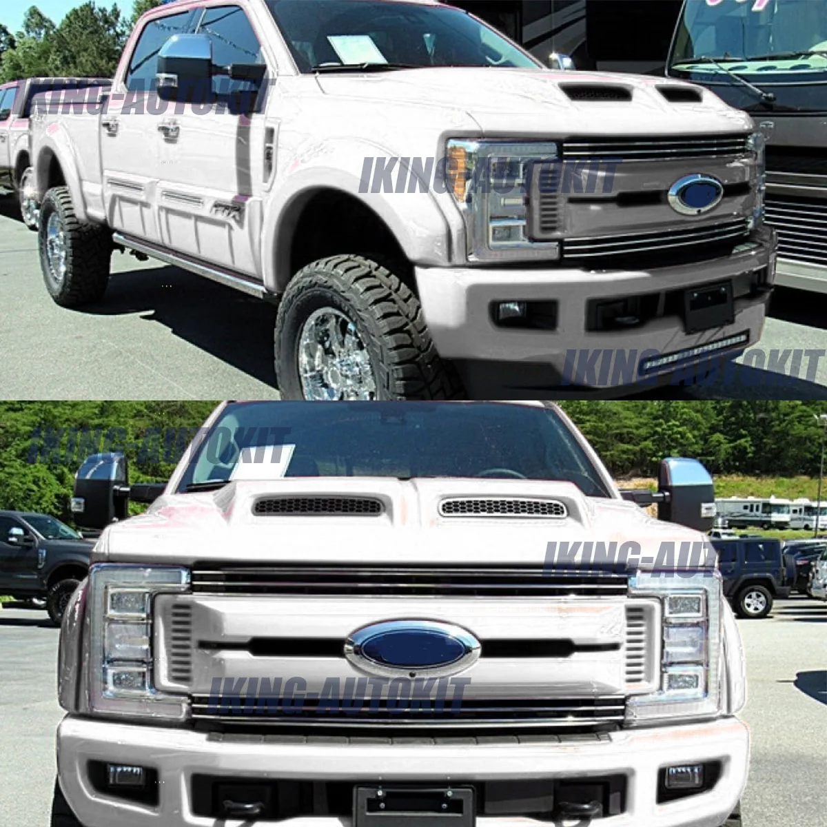 

Гриль для Ford F-250 супер мощный 2017-2019 Оксфордский белый передний верхний бампер
