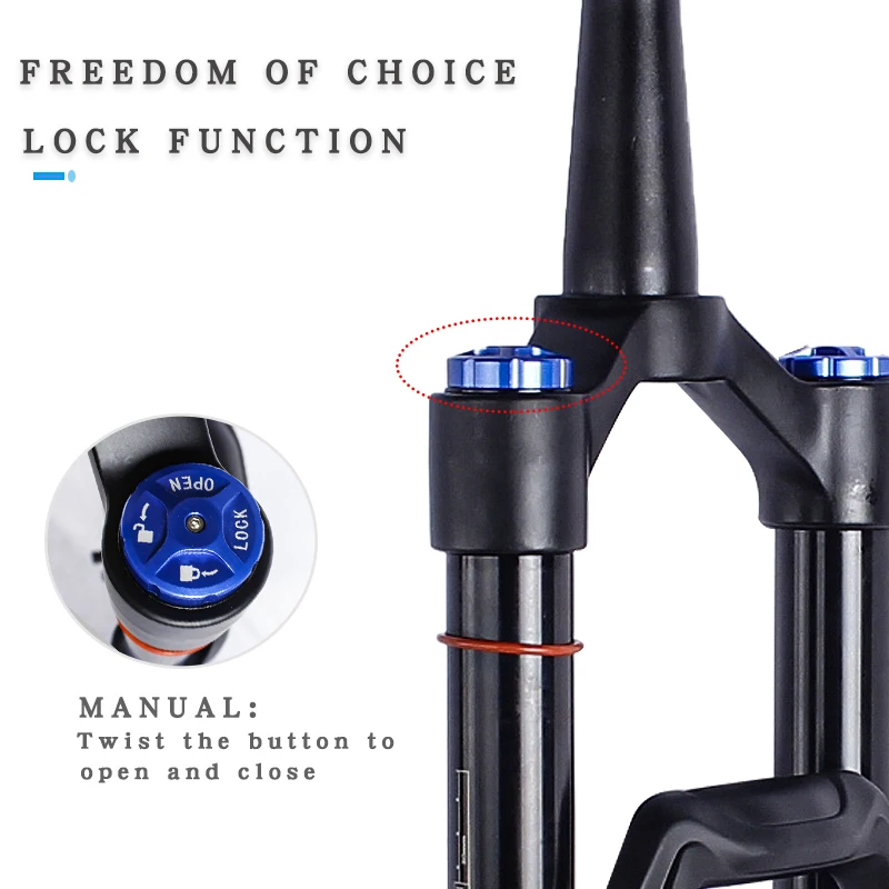 ROCKBAO Bike Fork Rebound Adjustable MTB Air 26/27.5Inch Front Suspension 140/160mm Bicycle Parts Travel Tapered 110X15mm Fork