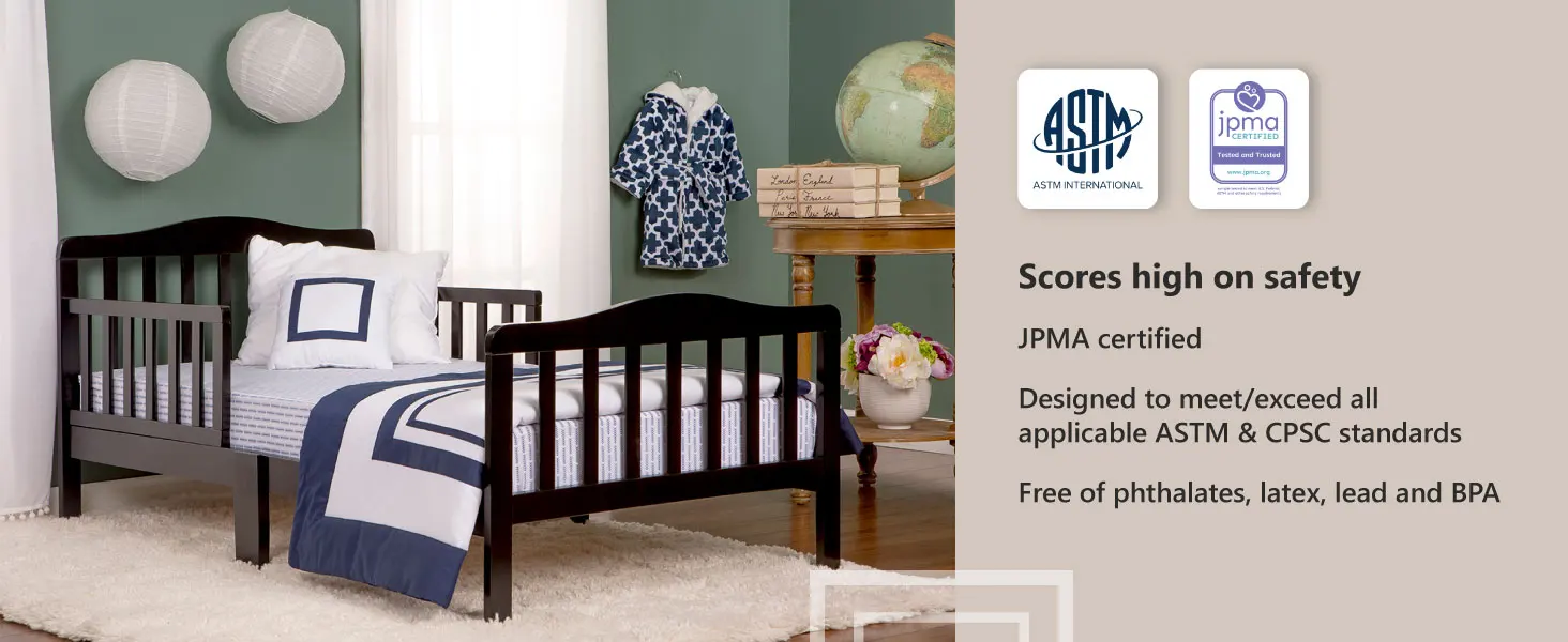 safety toddler bed,ASTM & CPSC standards,bed for baby, toddler bed,black toddler bed,safety tested