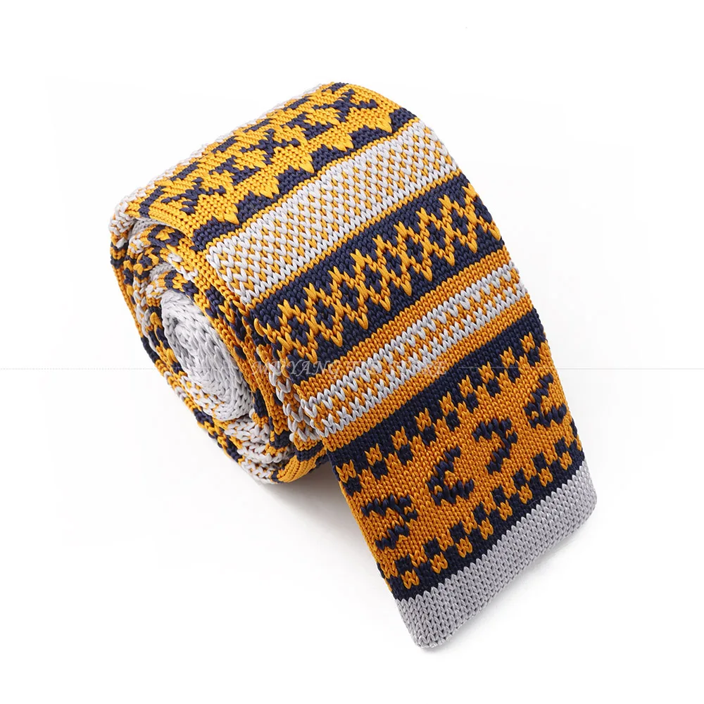 Men's Embroidered Striped Knit Slim Necktie – Stylish Designer Cravat