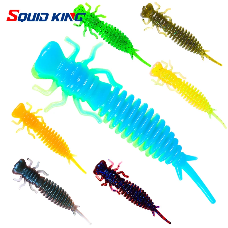 

Larva Worm Fishing Soft Lure Floating illex woodlouse gambit Silicone Artificial Surface Swimbait bass trout perch