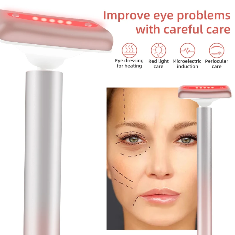 Eye Massager Microcurrent EMS Facial Wand Face Massager Red Ligh Facial Fade Eye Line Magic Dark Circle Wand Therapy Infrared Beauty Device