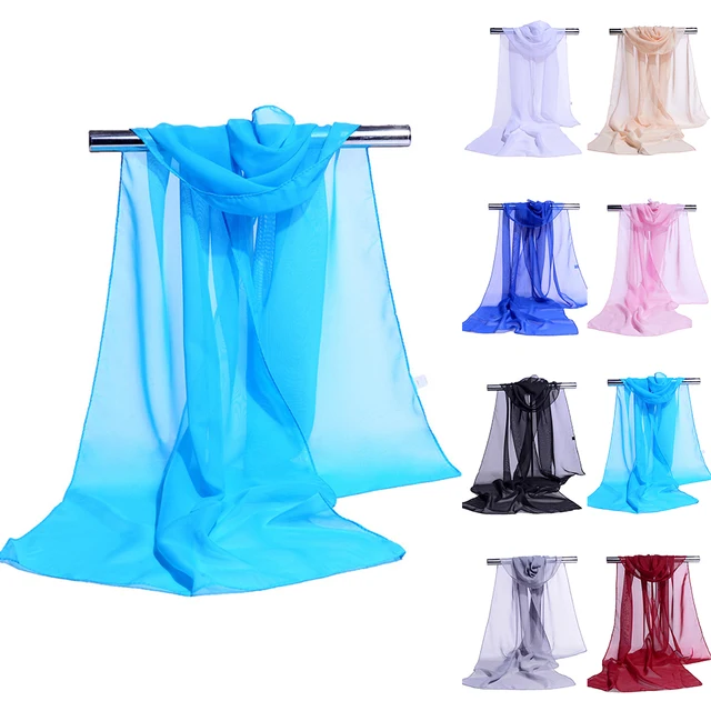 Women Chiffon Plain Sheer Wrap Stole Neck Scarves Hijab Sarong Shawl Head Scarf Solid Color White Hijab Scarf Printed Shawls 6