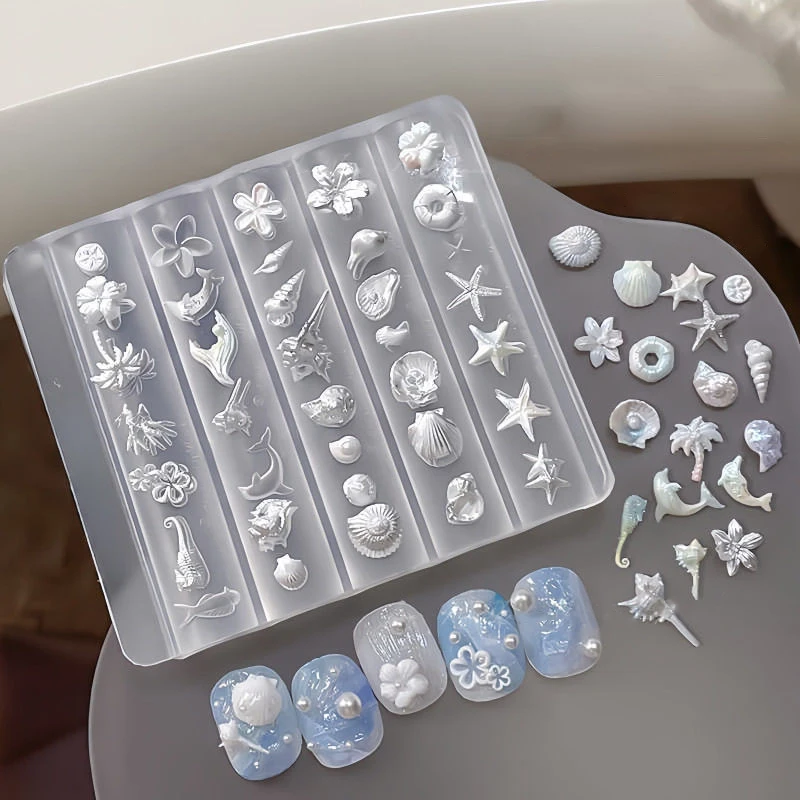 3D 몰드 실리콘 네일 아트 장식 DIY 꽃 디자인 템플릿 네일용 몰드 쥬얼리 공예 투명 네일 몰드 도구